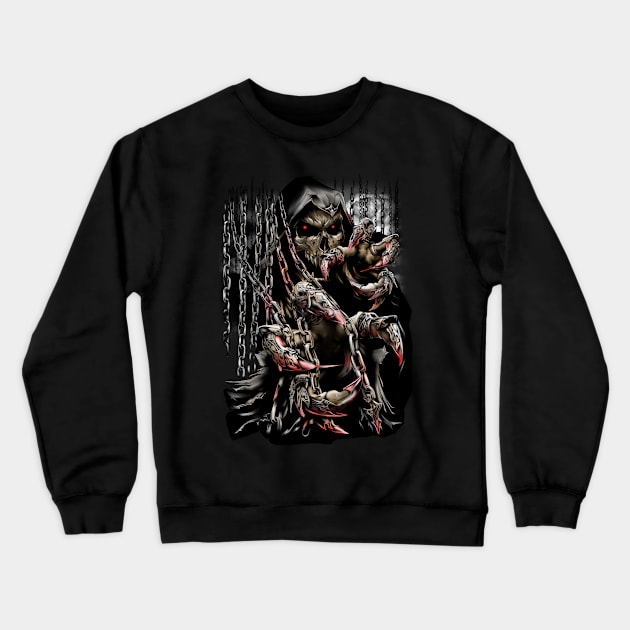 evil skeleton Crewneck Sweatshirt by Chack Loon